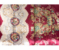 Одеяло шерстяное атласное «Цветы винный» 140х205 см.