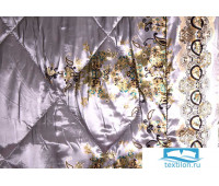 Одеяло шерстяное атласное «Цветы серебро» 140х205 см.