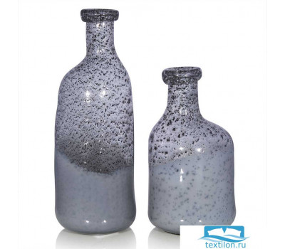 Низкая ваза из стекла Glesby. Цвет серебряный. Размер 14х28 см.