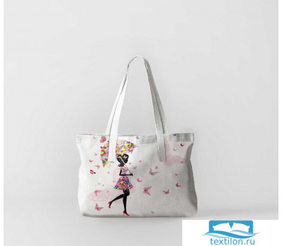 Пляжная сумка (оксфорд 50х40 см) Девушки с зонтом из бабочек