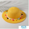 Шляпа с бомбошками для девочки MINAKU, размер 50, цвет жёлтый