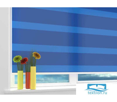 Рулонная штора ''Голубые полосы'' Ширина: 130 см. Высота: 190