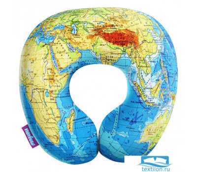 Подушка под шею «Карта мира» (Ап16сен34, 34х34, Голубой