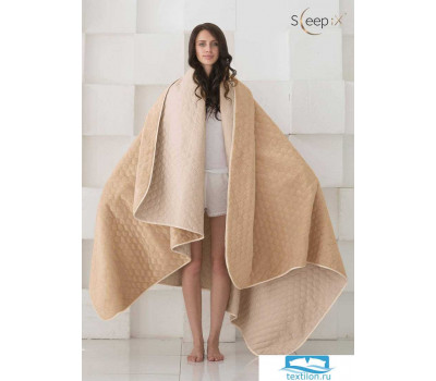 Одеяло - покрывало Sleep iX (иск.мех + одн.ткань) 200x220 Ткань: Бежевый, Мех: Темно-Бежевый