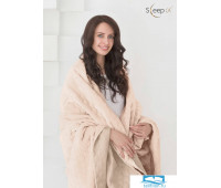 Одеяло - покрывало Sleep iX (иск.мех + одн.ткань) 160x220 Ткань: Бежевый, Мех: Молочно-Розовый