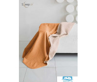 Одеяло - покрывало Sleep iX (иск.мех + одн.ткань) 240x220 Ткань: Оранжевый, Мех: Молочно-Розовый