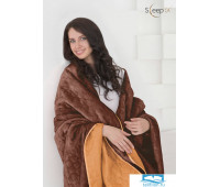 Одеяло - покрывало Sleep iX (иск.мех + одн.ткань) 160x220 Ткань: Оранжевый, Мех: Коричневый