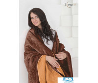 Одеяло - покрывало Sleep iX (иск.мех + одн.ткань) 240x220 Ткань: Оранжевый, Мех: Коричневый