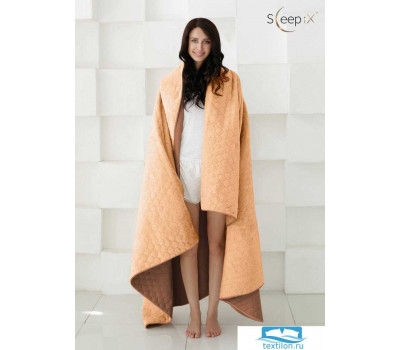 Одеяло - покрывало Sleep iX (иск.мех + одн.ткань) 180x220 Ткань: Коричневый, Мех: Рыжий